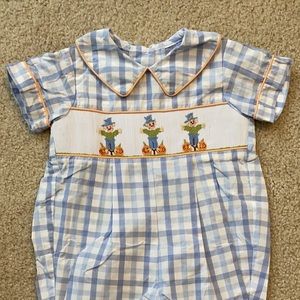 Pumpkin & scarecrow smocked bubble